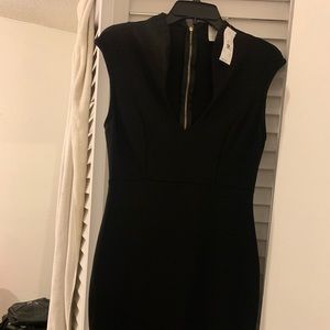 midi black deep scoop dress
